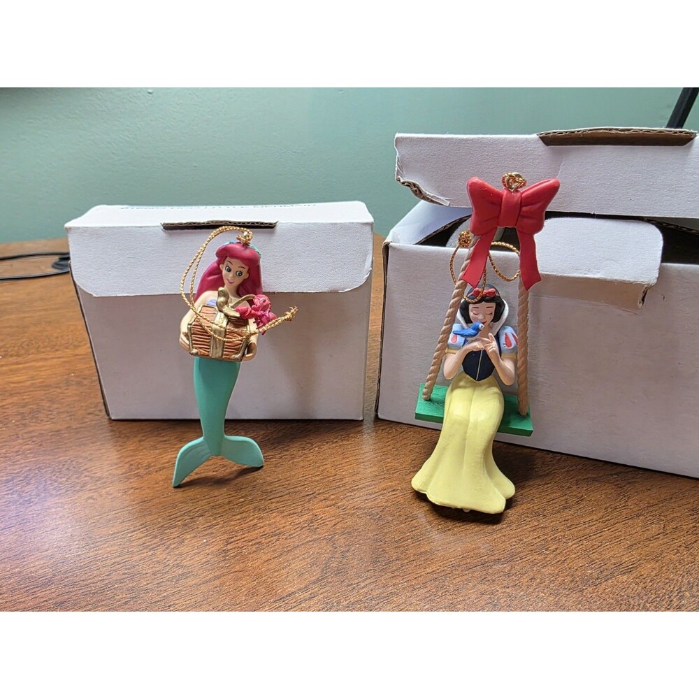2 Groiler Disney Princess Snow White Little Mermaid Christmas Tree Ornaments